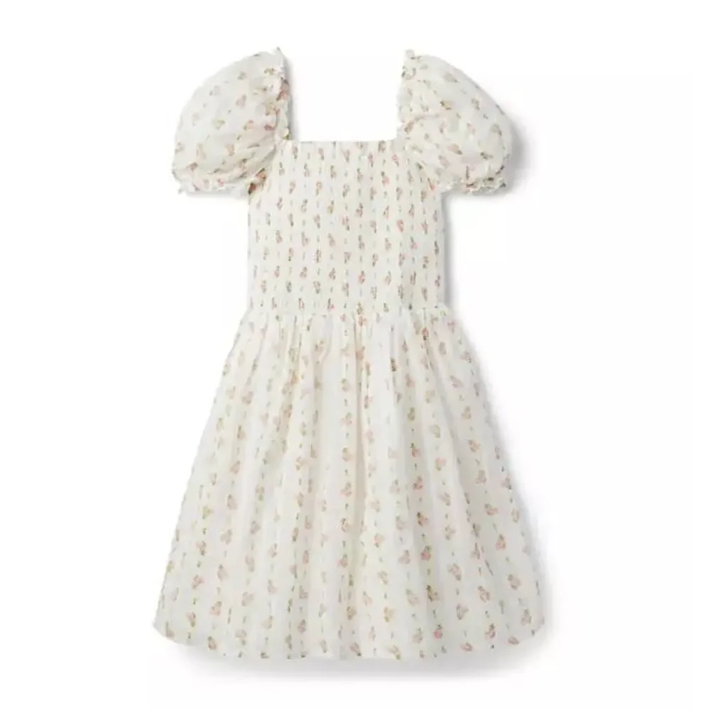 NWT❤️Janie and Jack The Grace Floral Smocked Puff Sleeve Dress sz8